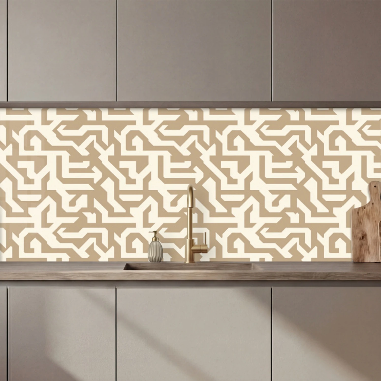 Modern - Abstract - Beige keuken achterwand 2 middel 871 zz_3dshopping