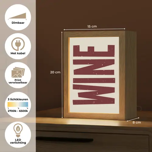 Wine - Red - Decoratie - Japandi Light Box met kabel (Wandlamp) klein -USP_websiteoverzichtNL