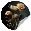Boeket - Bloemen - Licht - Zwart Wandcirkel behangsticker klein -3d