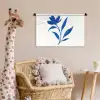 Bloem - Blaadjes - Minimalistisch - Blauw Wandkleed katoen klein -wsfeer5_kind