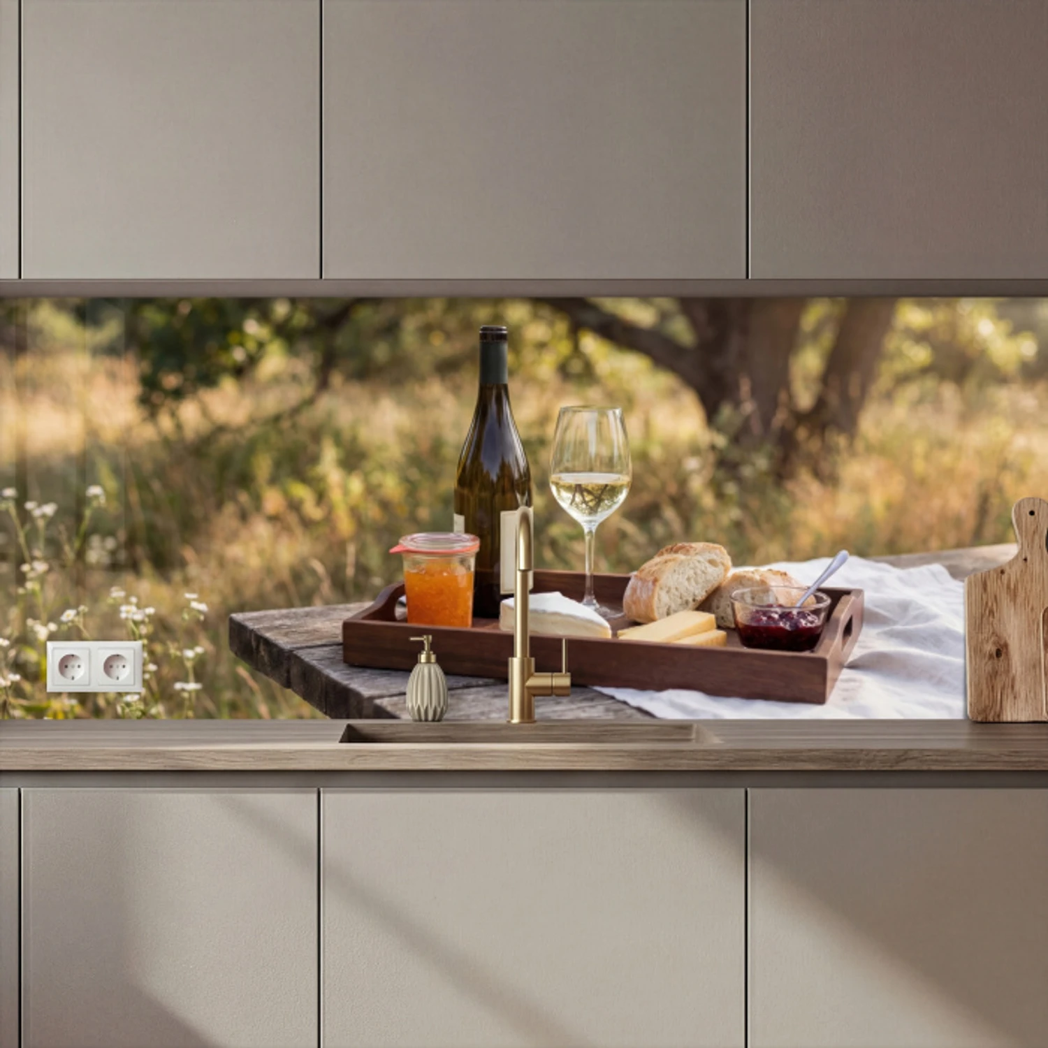 Picknick - Wijn - Kaasplankje keuken achterwand 2 middel zz_3dshopping