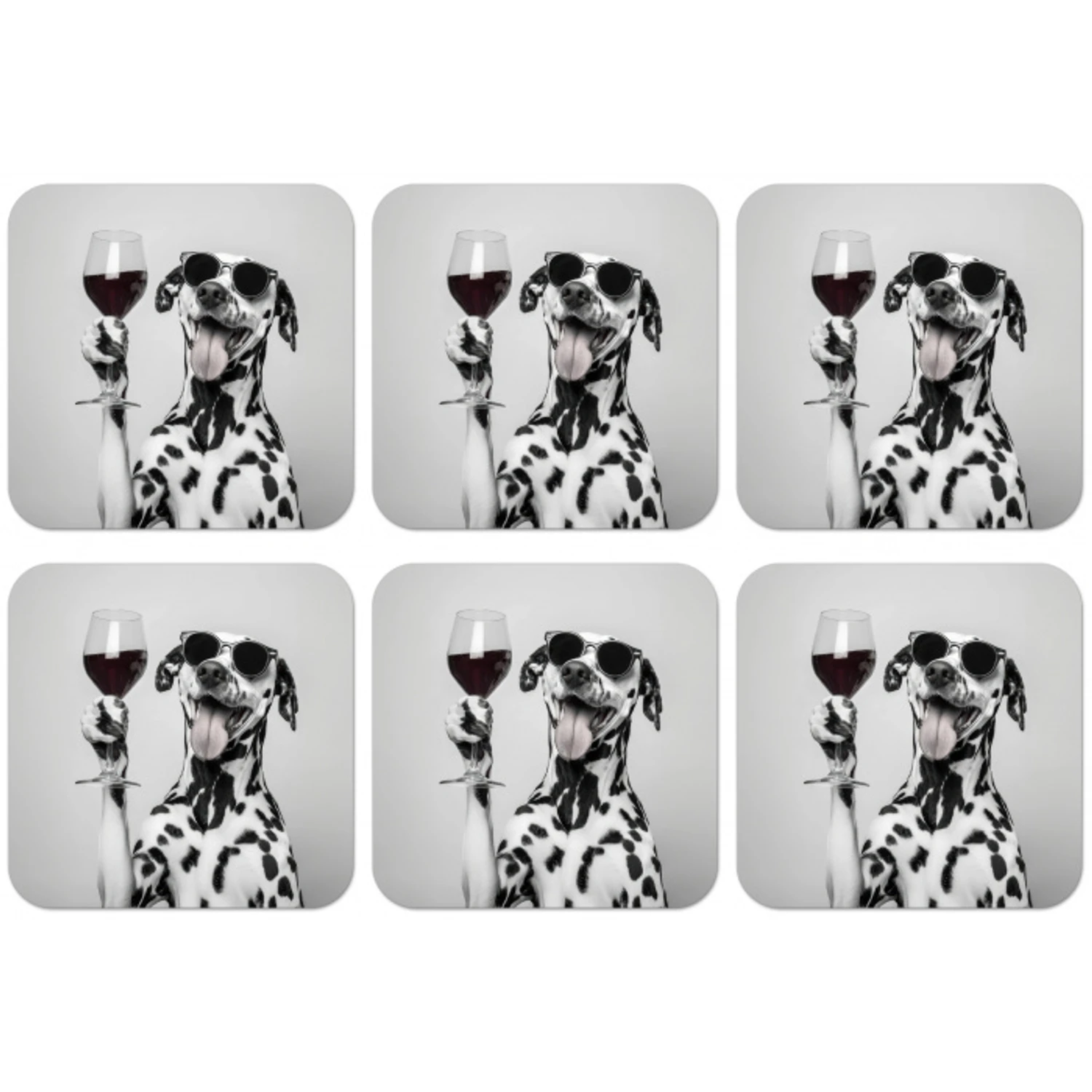 Zonnebril - Dalmatiër - Wijnglas - Tong onderzetter kurk middel -zkaufland3dotto