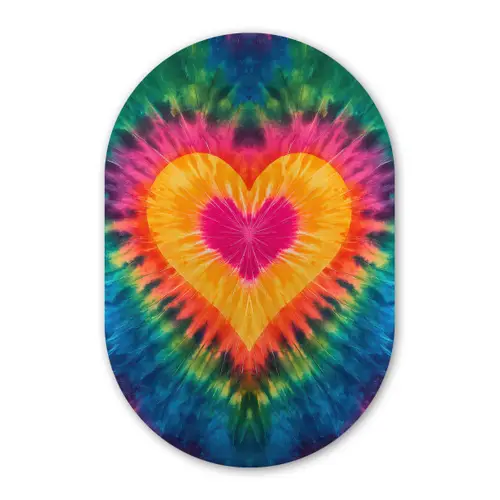 Hart - Tie Dye - Kleurrijk Wandcirkel Ovaal Forex klein -3d