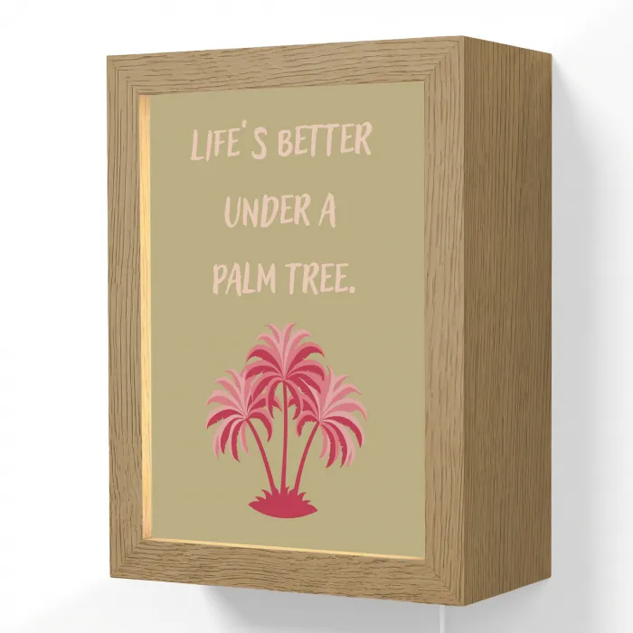 Groen - Zomer - Quote - Palmboom Light Box met kabel (Wandlamp) klein -3d