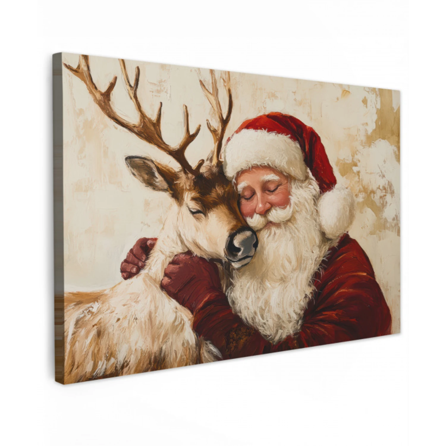 Kerstman - Rendier - Kerst - Christmas Tuinposter op houten frame 2 cm dik klein -3d
