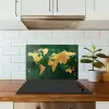 Wereldkaart - Groen - Goud keuken achterwand spatscherm klein -sfeer2
