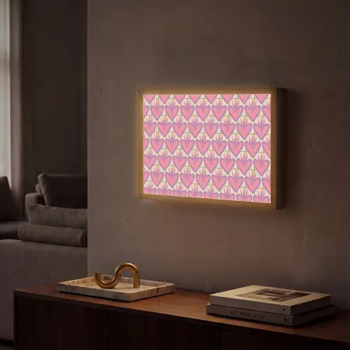 Patroon - Roze - Hartjes Light Box met batterij (Wandlamp) middel 907 -sfeer1