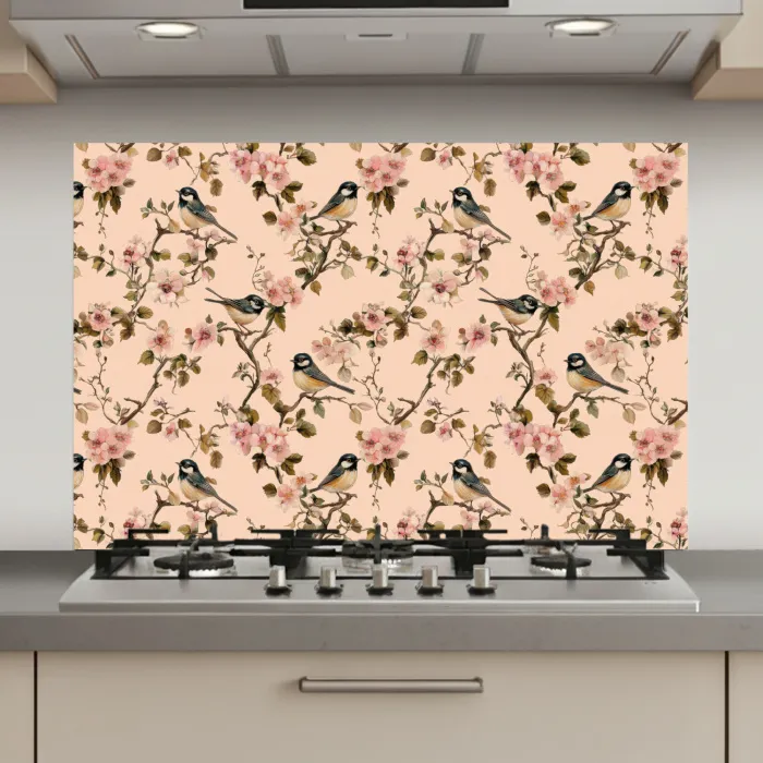 Bloesem - Koolmees - Roze keuken achterwand spatscherm klein 900 -3d_website