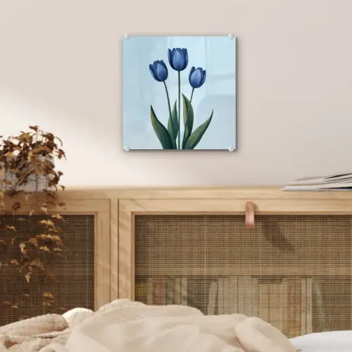Tulpen - Blauw - Bladeren plexiglas 5mm klein -sfeer4