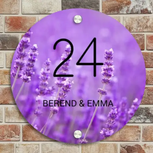 Lavendel - Klassiek Naambord Rond klein -sfeer2
