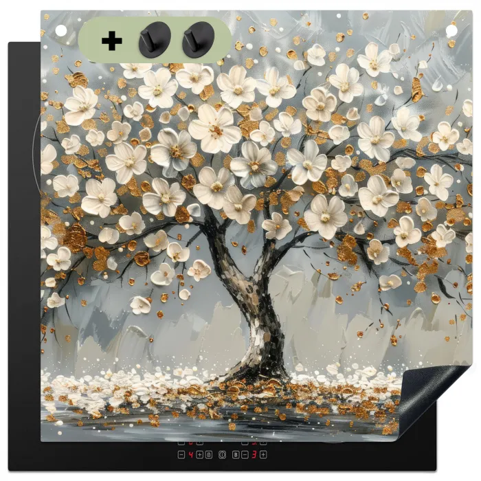 Boom - Bloemen - Wit - Natuur - Kunst Inductie beschemer met haakjes middel -3d