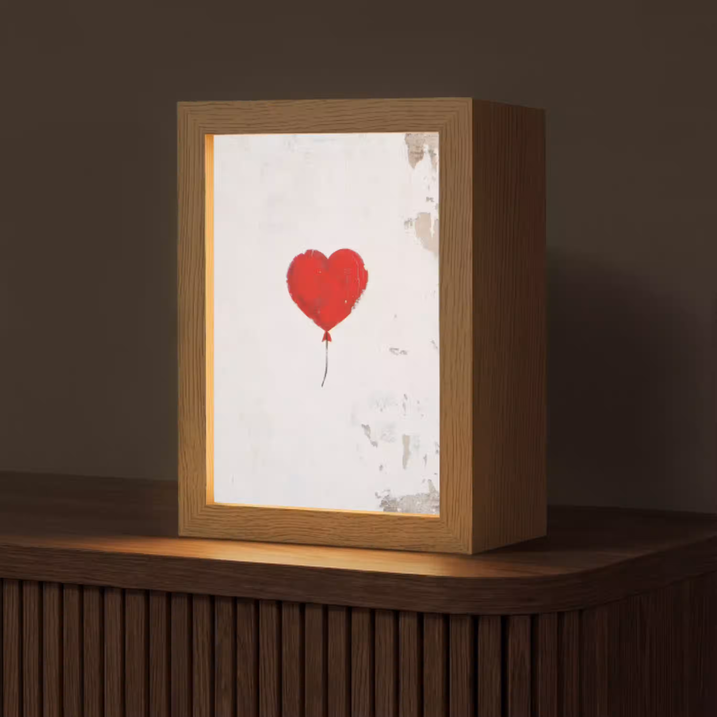 Ballon - Rood - Hart Light Box met kabel (Tafellamp) klein -z3d_website