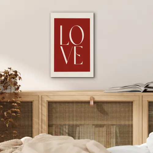 Love - Rood - Minimalistisch aluminium wit klein -sfeer3
