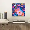 Bloemen - Blauw - Roze aluminium wit klein -sfeer1