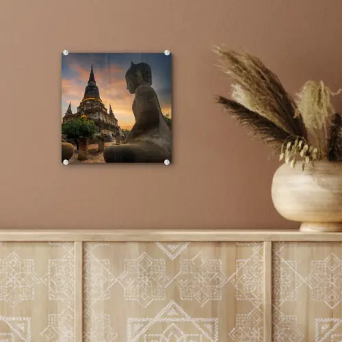 Tempel - Zonsondergang - Boeddha beelden - Buddha plexiglas 5mm klein -sfeer5