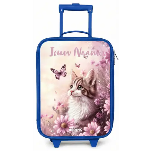 Kitten - Vlinders - Paars - Bloemen Kinderkoffer - Blauw klein -zz3dotto