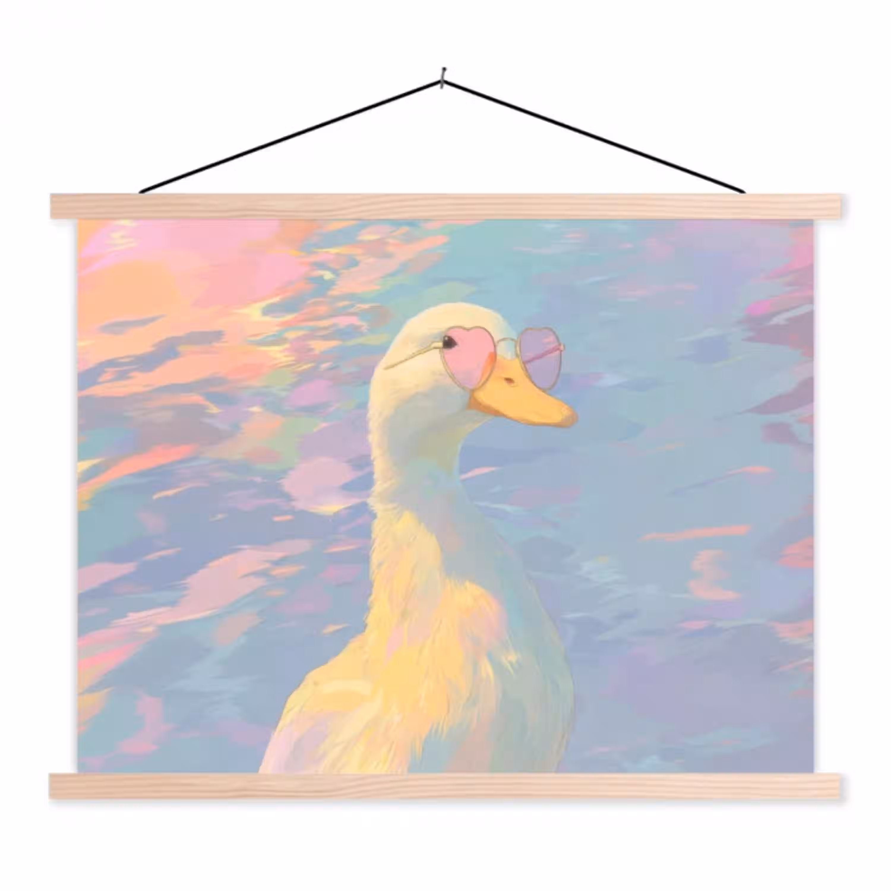 Eend - Zonnebril - Water textielposter latten blank klein -3d