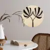 Bladeren - Gestreept - Stengel - Beige Wandcirkel behangsticker klein -sfeer3