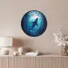 Walvis - Vissen - Donkerblauw Fotolijst rond zonder passe partout klein -sfeer3
