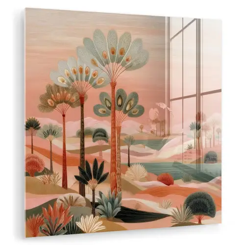 Roze landschap - Palmen - Water plexiglas 5mm klein -zzzproduct_nieuw