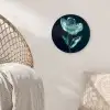 Bladeren - Bloem - Glazen - Donkerblauw Wandcirkel kunststof plaat 5mm dik klein -sfeer5