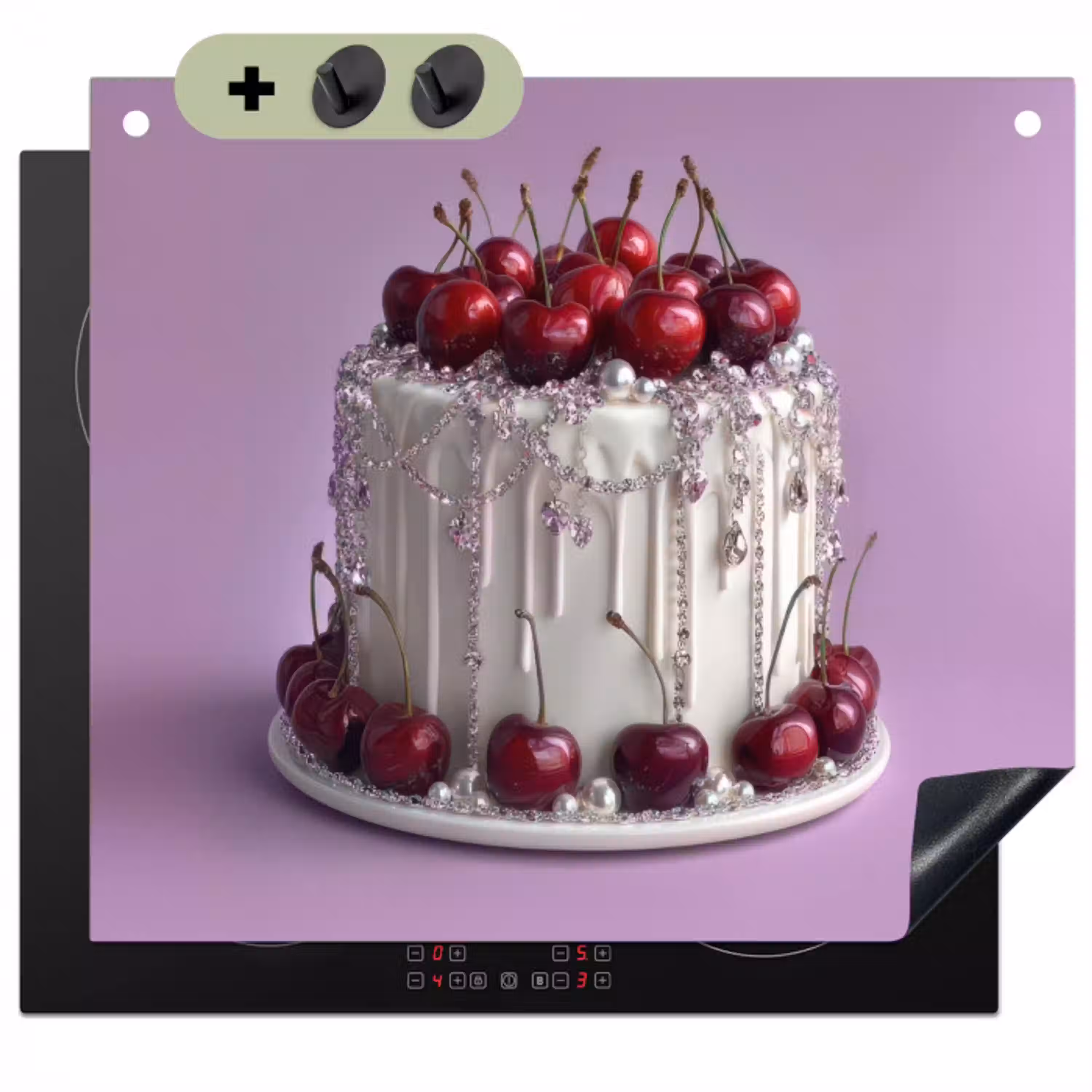 Taart - Kersen - Juwelen - Rood Inductie beschemer met haakjes klein -3d