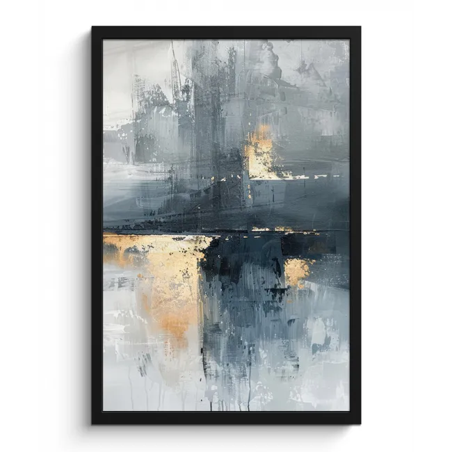 Poster met lijst - Kunst - Grijs - Goud - Abstract