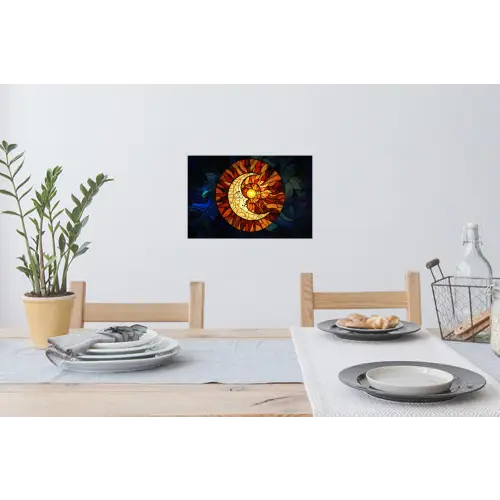 Mozaïek - Glas - Maan - Donkerblauw Muursticker klein -eettafel