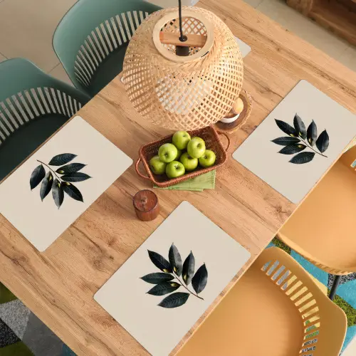 Laurierbladeren - Bloemknoppen - subtiel Placemat vinyl groot -zzsfeer5_Kitchenyeah-website