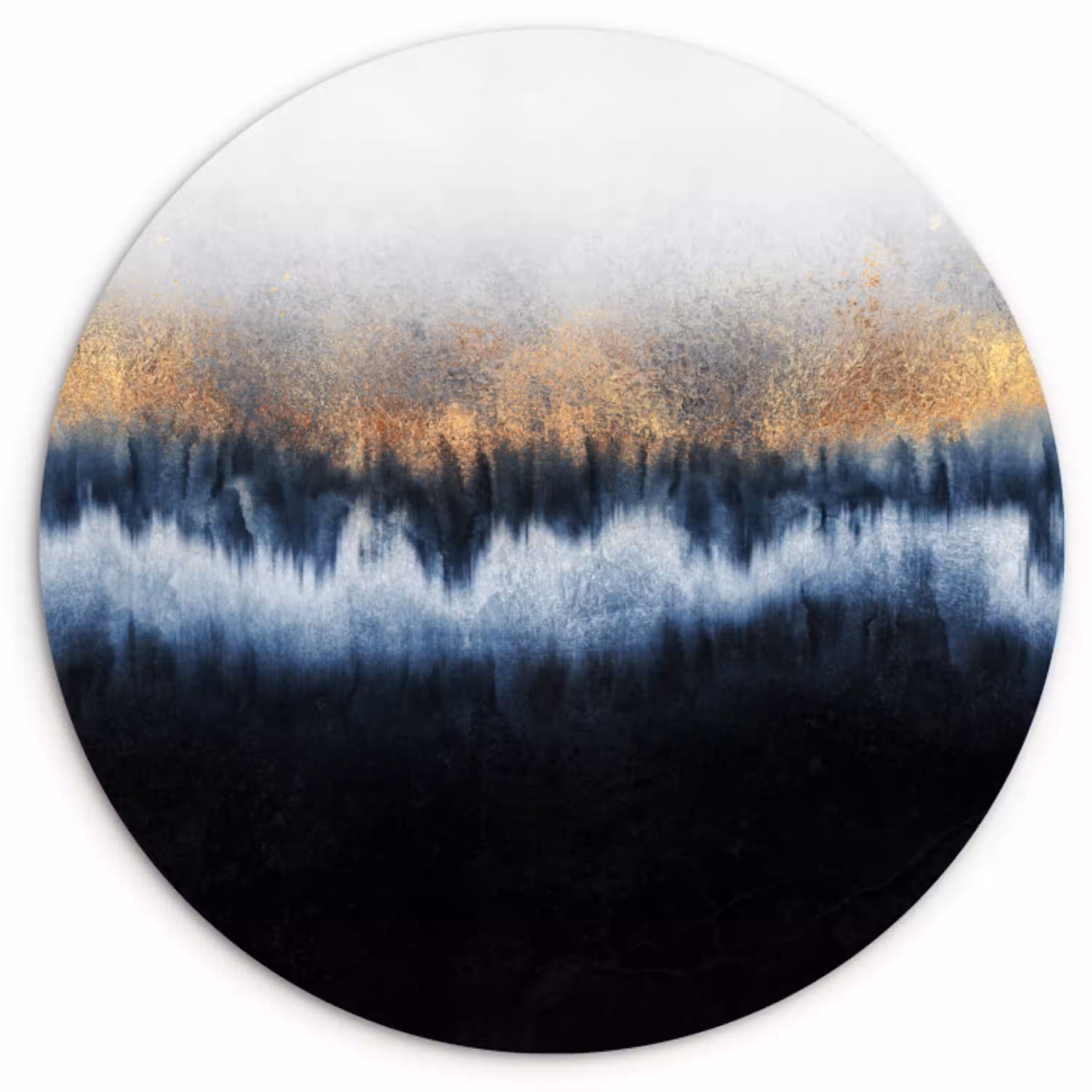 Abstract - Goud - Luxe - Blauw Wandcirkel kunststof plaat 5mm dik klein -3d