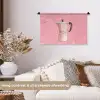 Roze - Mokkapot - Illustratie - Koffie Wandkleed katoen klein -sfeer1