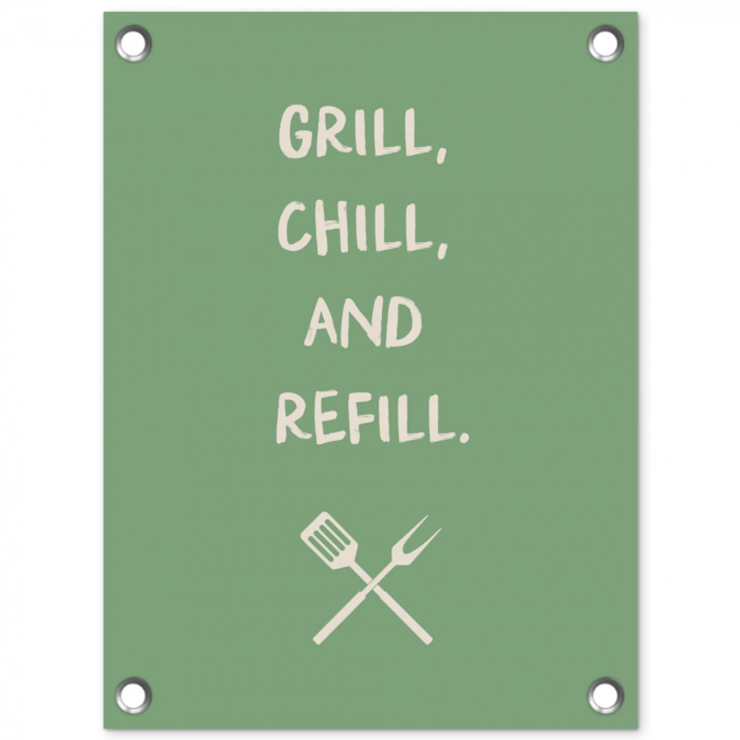 Grill - Groen - Zomer - Quote tuinposter los doek klein -3d