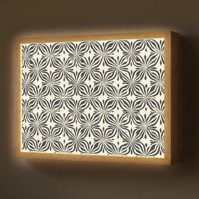 Grafisch - Patroon - Zwart Light Box met batterij (Wandlamp) middel 907 -z3d_website