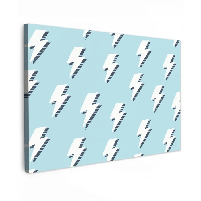 Blauw - Wit - Patroon - Bliksem Tuinposter op houten frame 2 cm dik klein 845 -3d