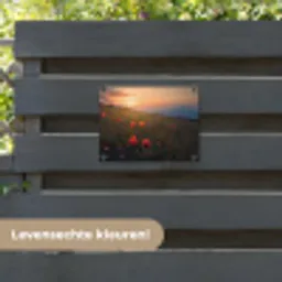 Bloemenveld - Gras - Bloemen - Planten - Zonsondergang - Oranje tuinposter los doek klein -sfeer3