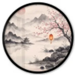 Zon - Japans - Traditioneel Fotolijst rond zonder passe partout klein -3d