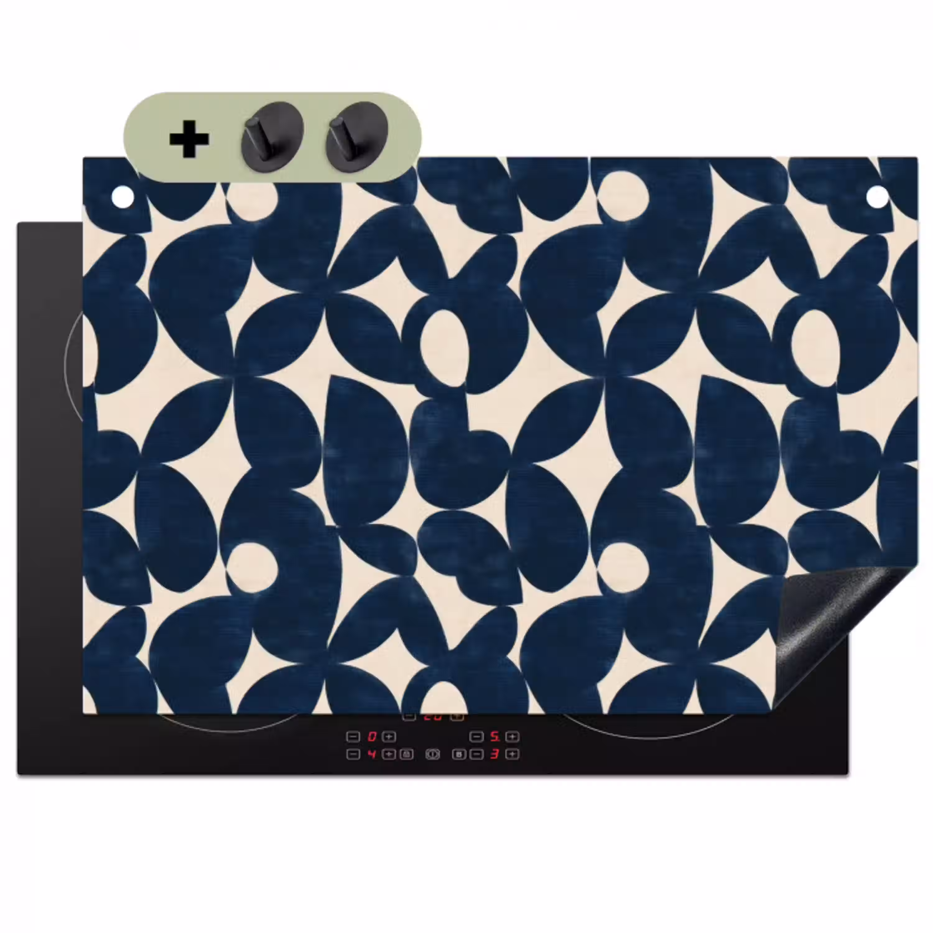 Modern - Geometrisch - Blauw Inductie beschemer met haakjes klein 777 -3d