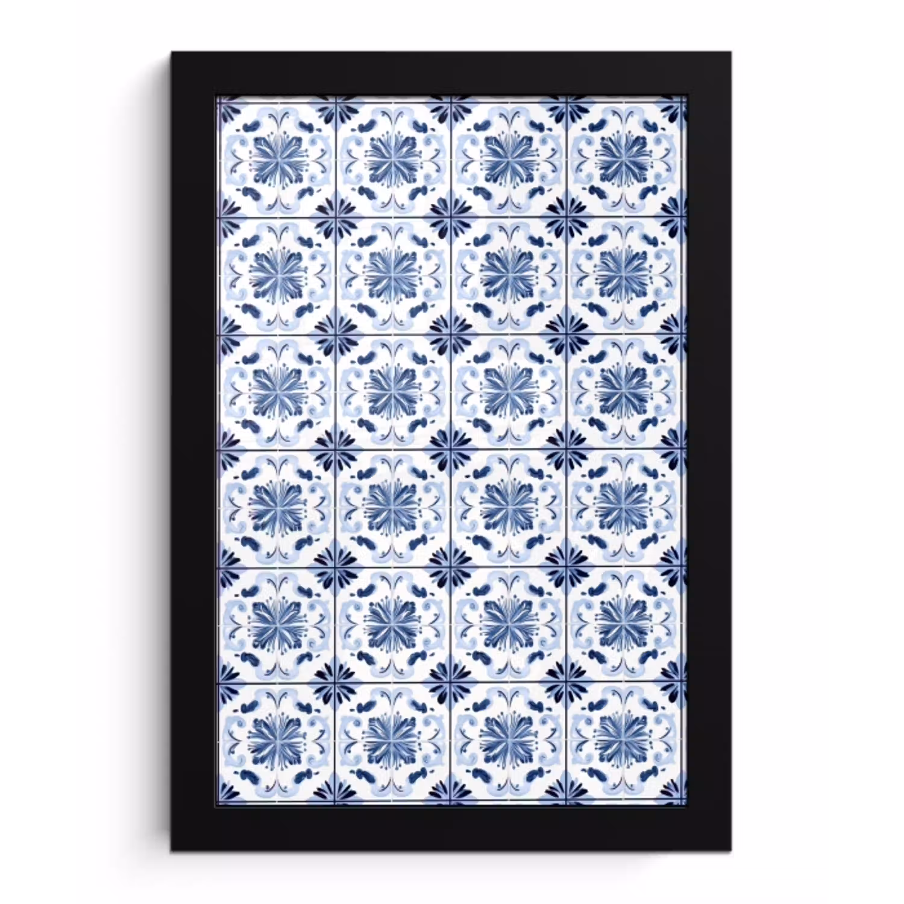 Patroon - Tegel - Blauw fotolijst zwart zonder passe partout klein 224 -3d