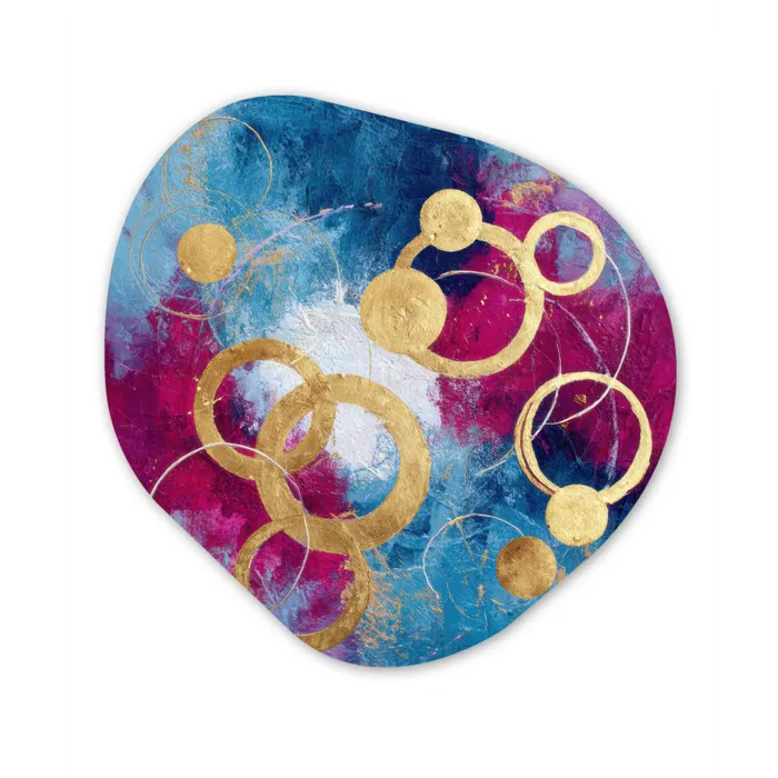 Cirkels - Goud - Abstract Wandcirkel Organisch Forex 3mm klein -3d