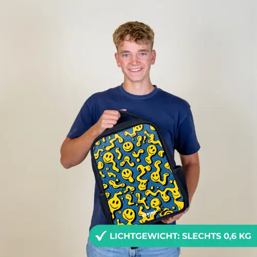 Smiley - Blauw - Geel Rugzak - Zwart middel -sfeer7_NL