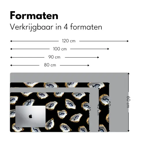 Oesters - Vissen - Blauw - Goud Muismat XXL klein -sfeer5