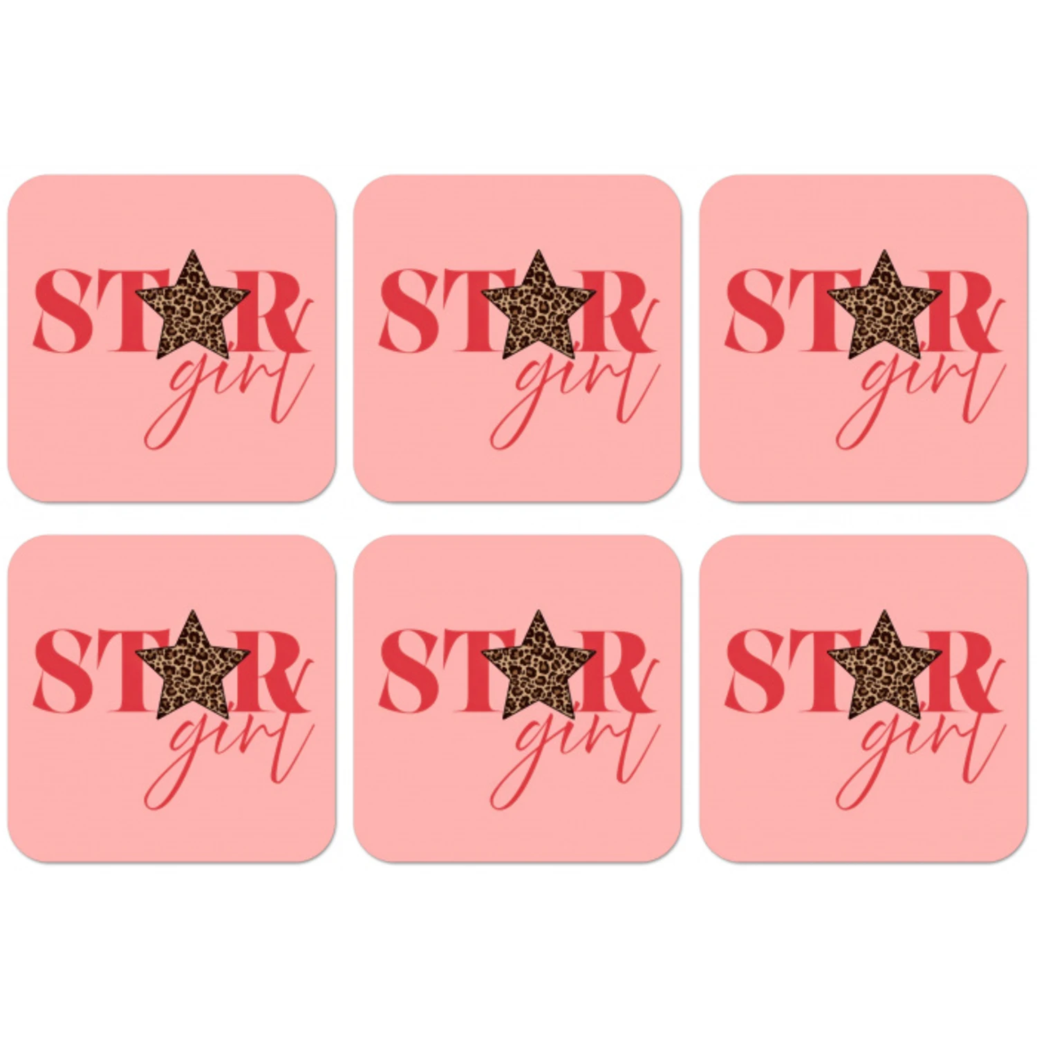 Star girl - Roze - Panter - Ster onderzetter kurk middel -zkaufland3dotto