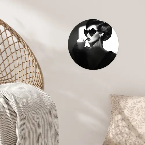 Vrouw - Zwart - Hart Wandcirkel behangsticker klein -sfeer4