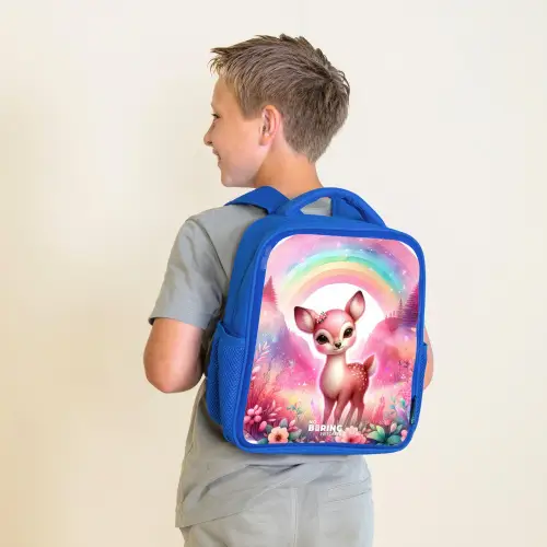 Roze reebokje Kinderrugzak - Blauw middel -sfeer2