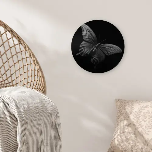 Vlinder - Zwart - Insect - Dieren Wandcirkel plexiglas klein -sfeer5