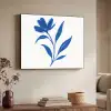 Bloem - Blaadjes - Minimalistisch - Blauw Textielframe zwart klein -sfeer3