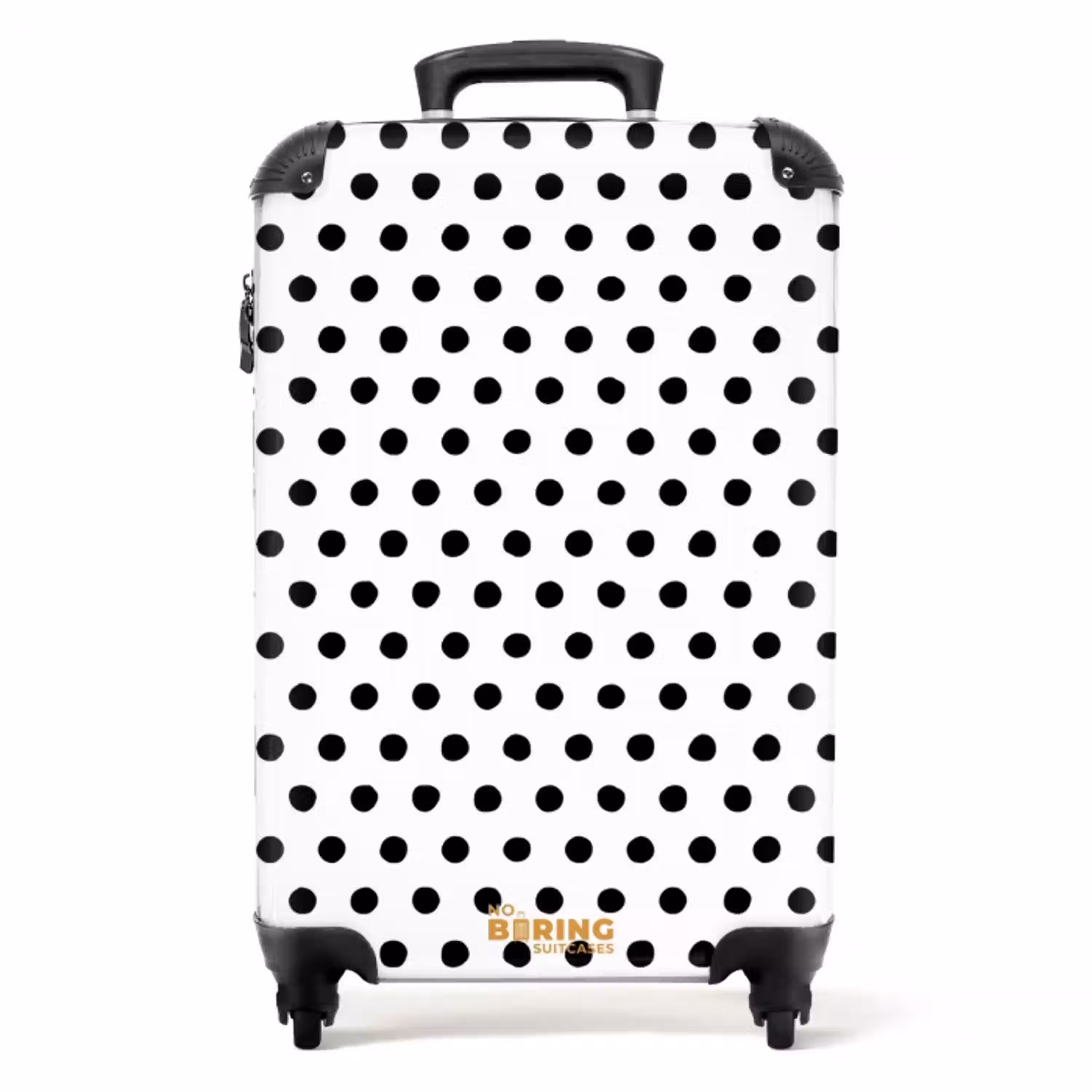 Symmetrisch geplaatste zwarte stippen over een witte achtergrond NBS - Handbagage koffer - Volwassenen Unisex middel -productfoto_recht