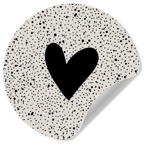 Hartje - Stippen - Beige Wandcirkel behangsticker klein -3d
