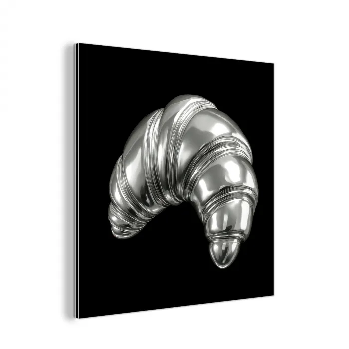 Croissant - Metaal - Zilver aluminium wit klein -3d