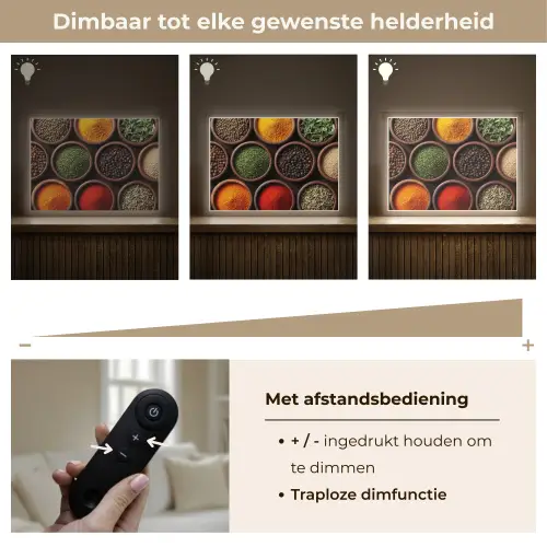 Bakjes - Hout - Kruiden - Kleurrijk Light Box met batterij (Wandlamp) middel -USP_dimbaarNL